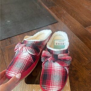 Toms Red Plaid Women's Slippers